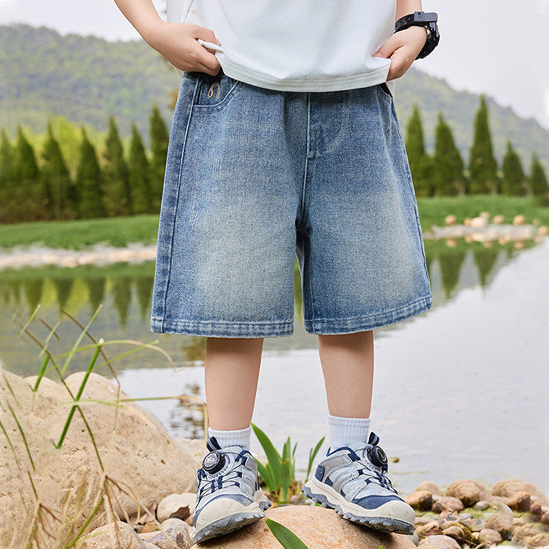 Boys casual denim shorts with creative embroidery Mune Fashion
