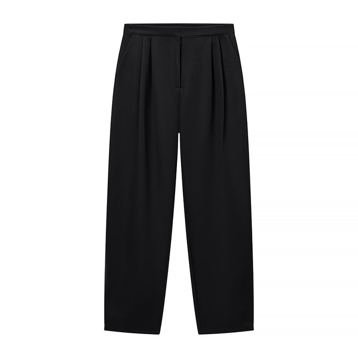 Women's Two-Piece Set with Tailored Short Mandarin Jacket and High-Waisted Pleated Trousers Mune Fashion