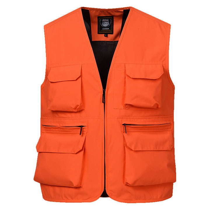 Men's multi-pocket utility vest with full-length zipper, breathable mesh lining, and large capacity flap and zipper pockets Mune Fashion
