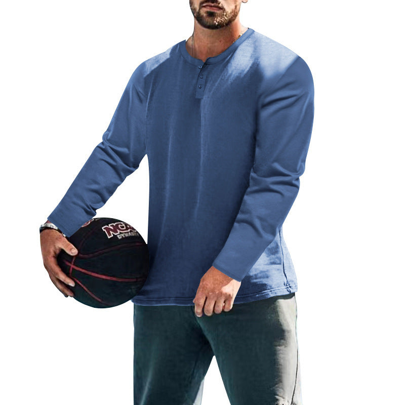 Men's Long Sleeve Henley Top made from Cotton Blend Slim Fit Mune Fashion