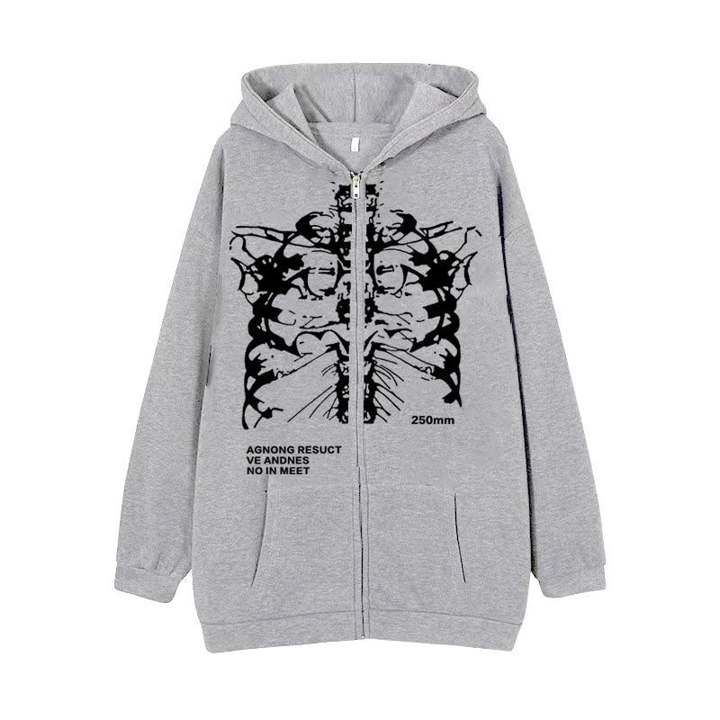 Women's hoodie jacket with full zipper and ribbed heart print Mune Fashion