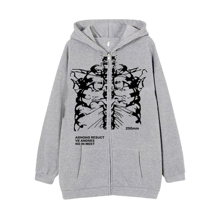 Women's hoodie jacket with full zipper and ribbed heart print Mune Fashion