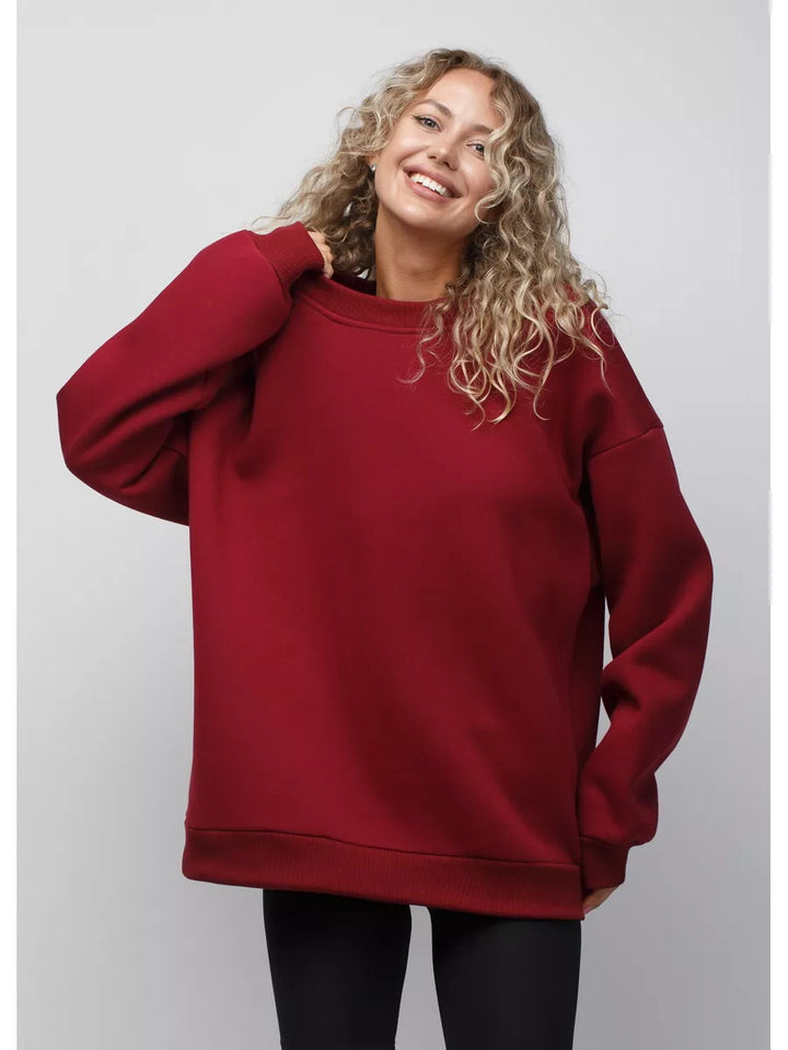 Women's oversized sweatshirt with round neckline, French terry inner lining, and dropped shoulder Mune Fashion
