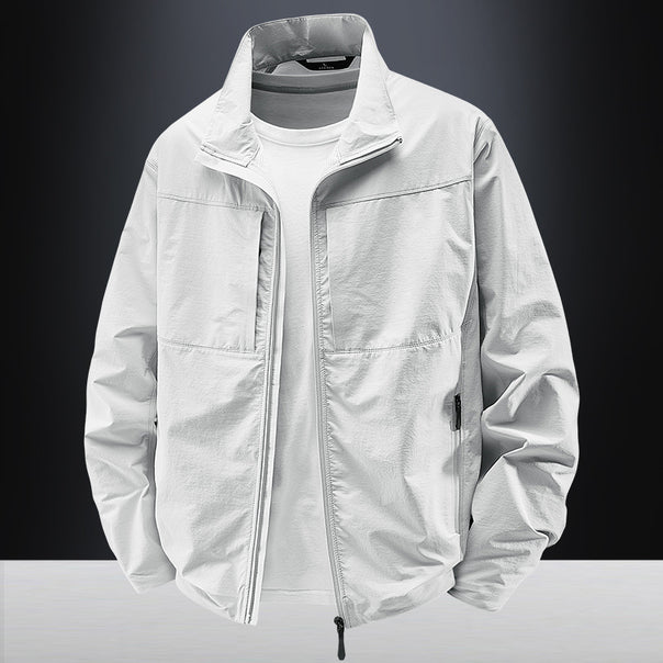 Men's lightweight urban windbreaker with standing collar, water-repellent fabric blend and concealed zippers Mune Fashion