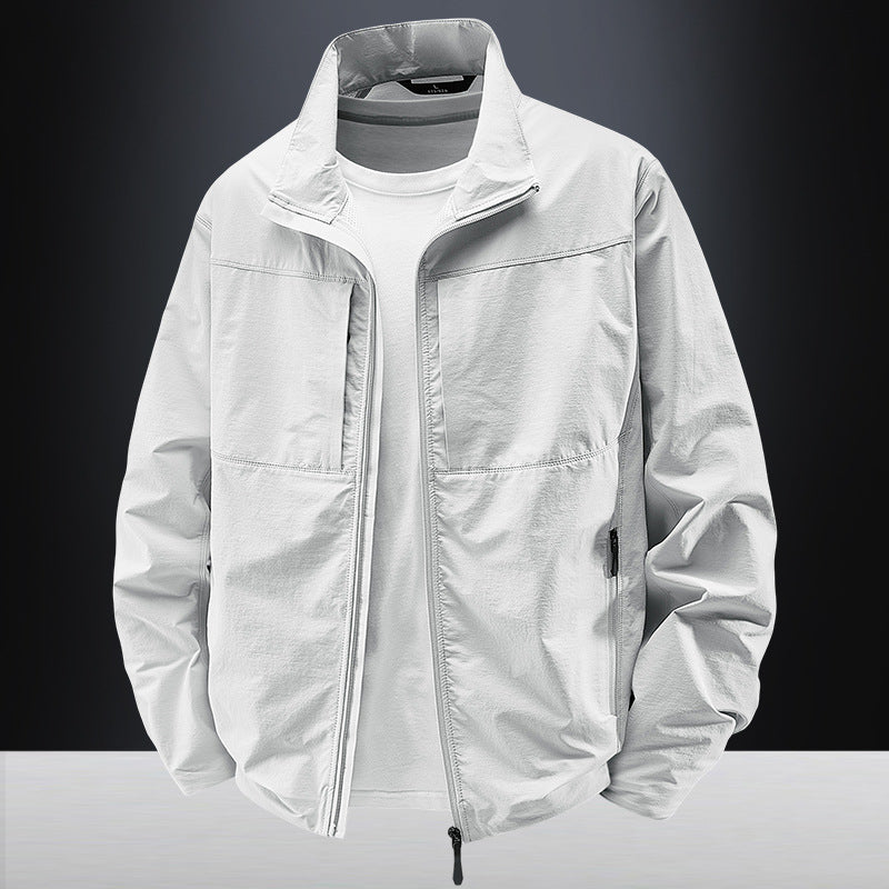 Men's lightweight urban windbreaker with standing collar, water-repellent fabric blend and concealed zippers Mune Fashion