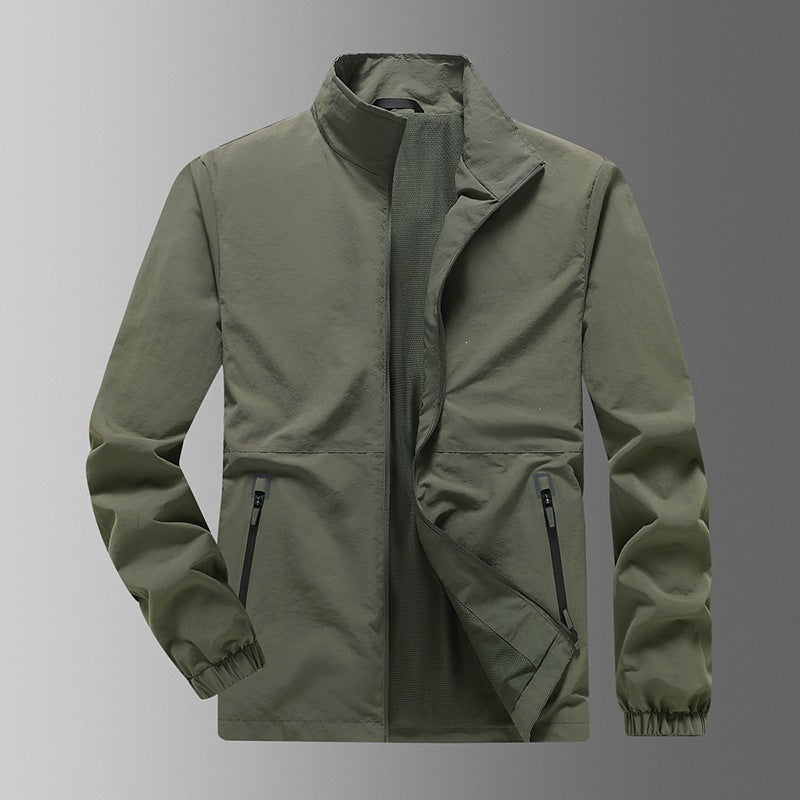 Men's Lightweight Wind Jacket with High Collar Mune Fashion