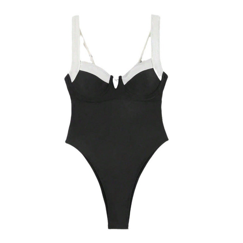 Women's One-Piece Swimsuit with Sophisticated Bustier Design and High Leg Cuts Mune Fashion
