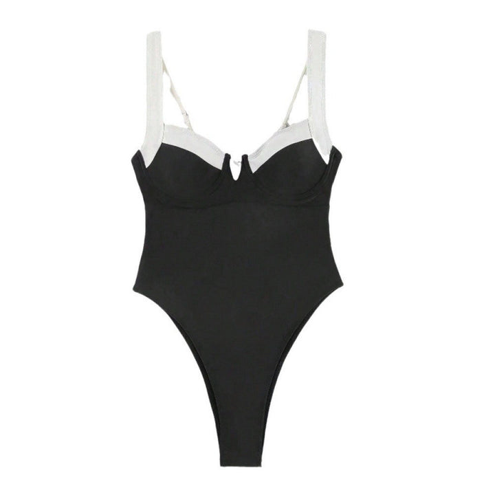 Women One-Piece Swimsuit with Stylish Cut-Outs and Wide Straps Mune Fashion