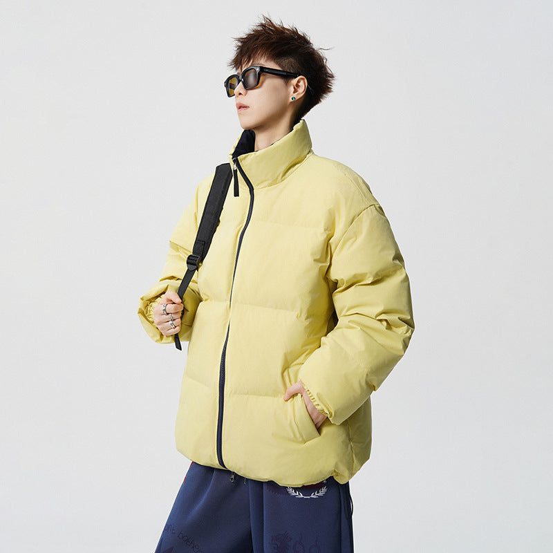 Men's Short Cut Oversized Quilted Jacket with High Collar Mune Fashion