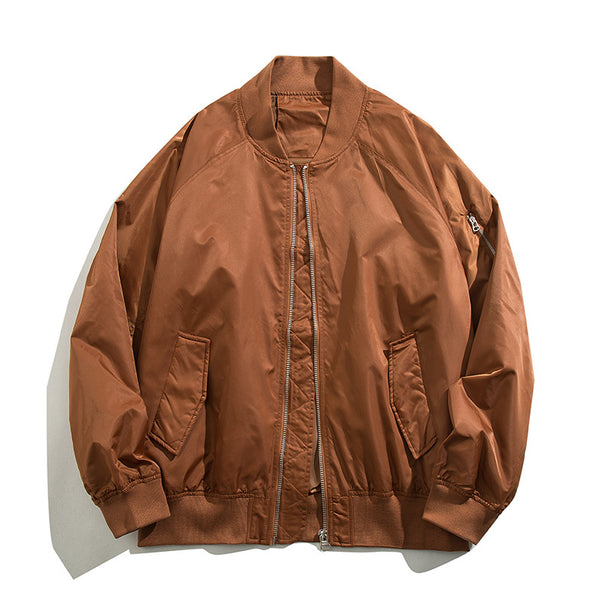 Men's  relaxed nylon zip-front bomber jacket with raglan sleeves and angled flap hand pockets Mune Fashion