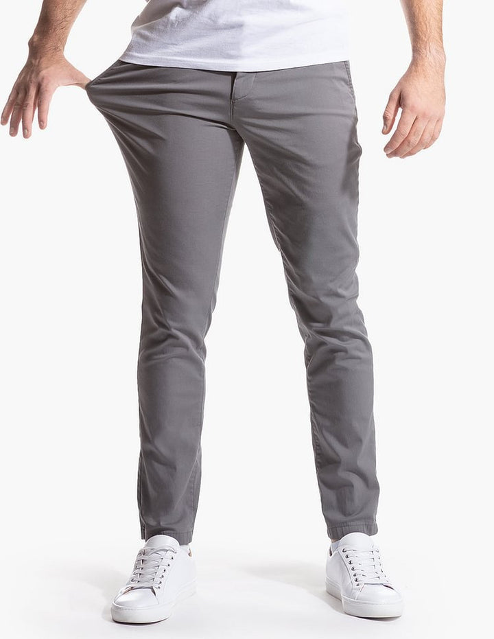 Men's Slim Fit Stretch Chino Pants with Tapered Leg and Elastic Hem Mune Fashion