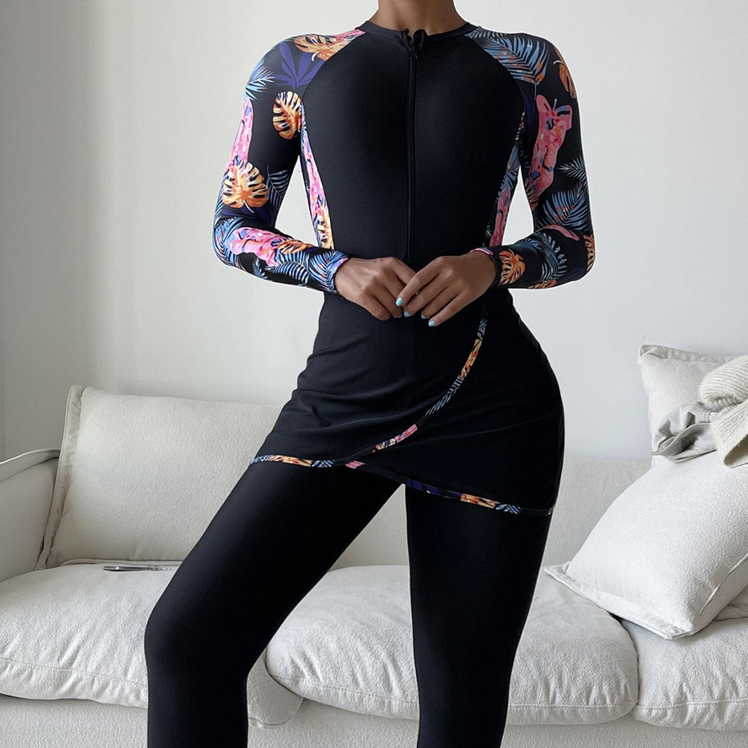 Women's athletic swimsuit with UV protection and feminine wrap design Mune Fashion