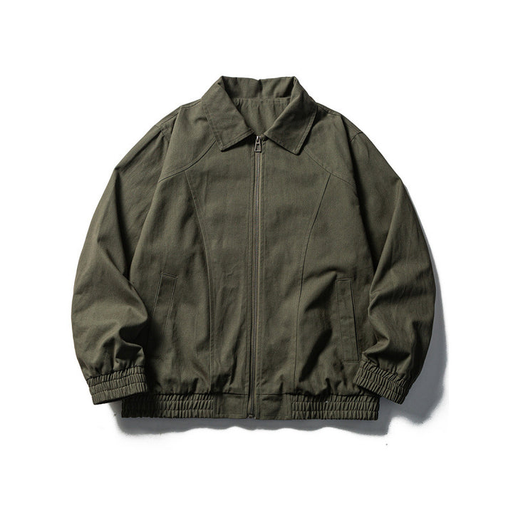 Men's Boxy Field Jacket in Utility Look with Stand-up Collar, Full-length Zipper and Elastic Hem Mune Fashion