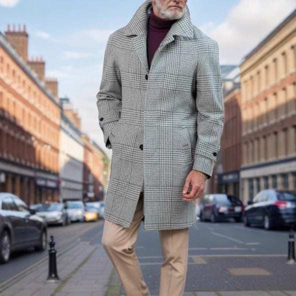 Men's Classic Checked Wool Coat Mune