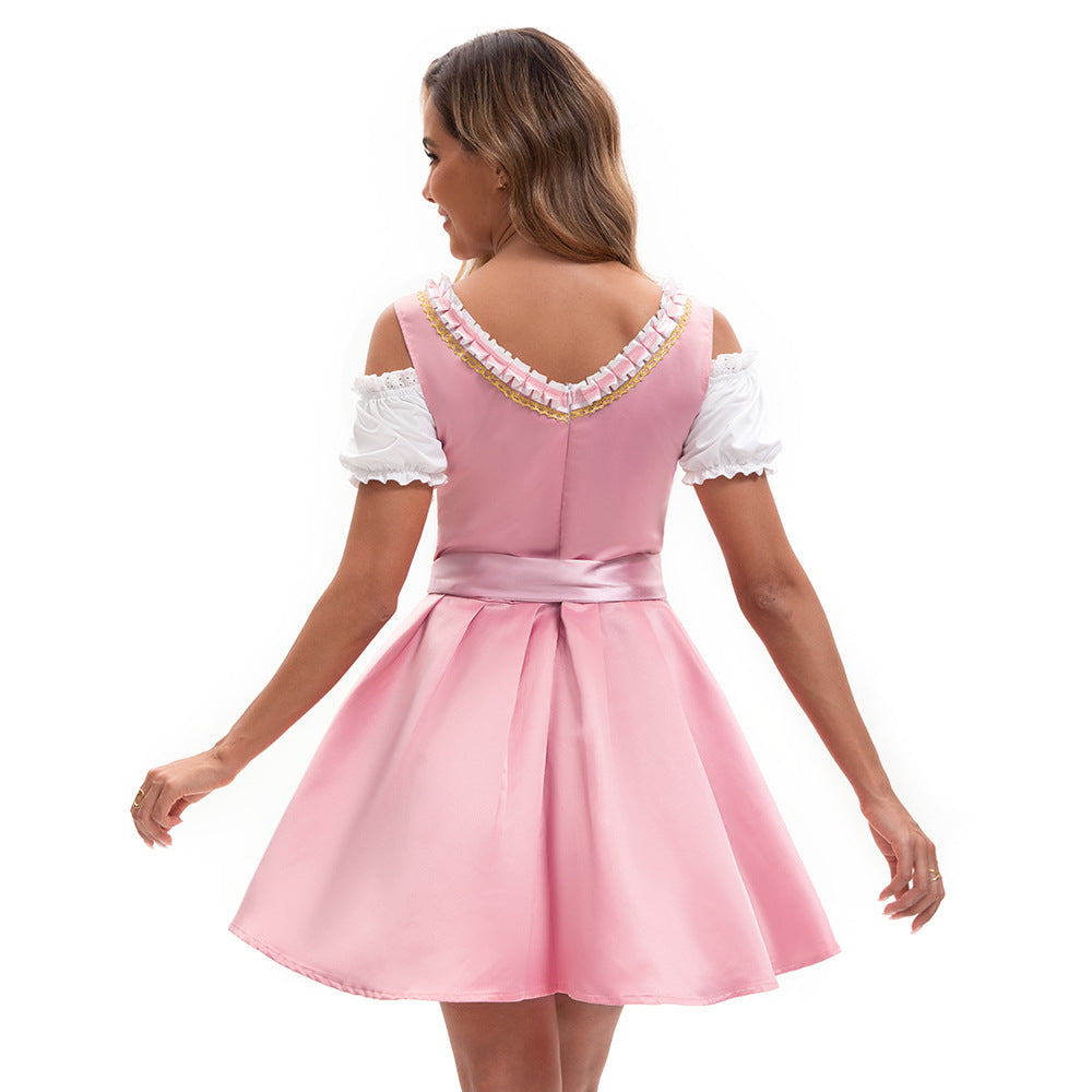 Ladies nan Dirndl dress with lace apron, decorative lacing and puff sleeves Mune Fashion