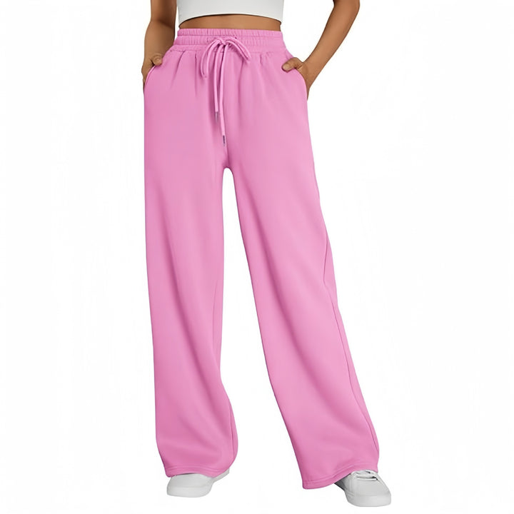 Ladies nan Palazzo lounge pants with high waist, elastic waistband, drawstring and deep side pockets Mune Fashion
