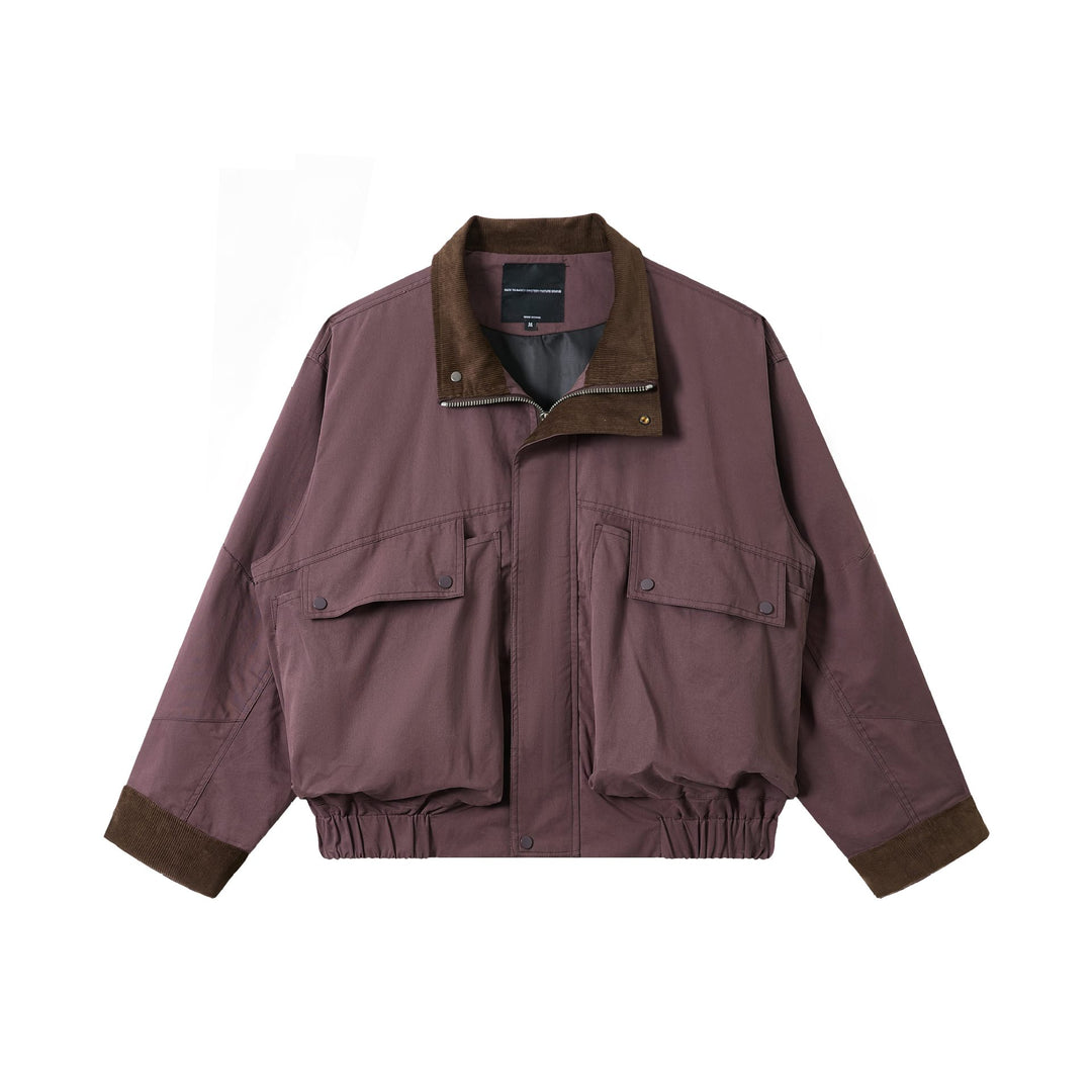 Unisex Short-Cut Utility-Field Blouson with Funnel Collar and Large Flap Pockets Mune Fashion