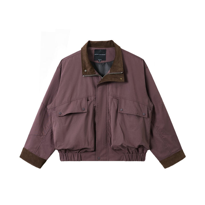 Unisex Short-Cut Utility-Field Blouson with Funnel Collar and Large Flap Pockets Mune Fashion