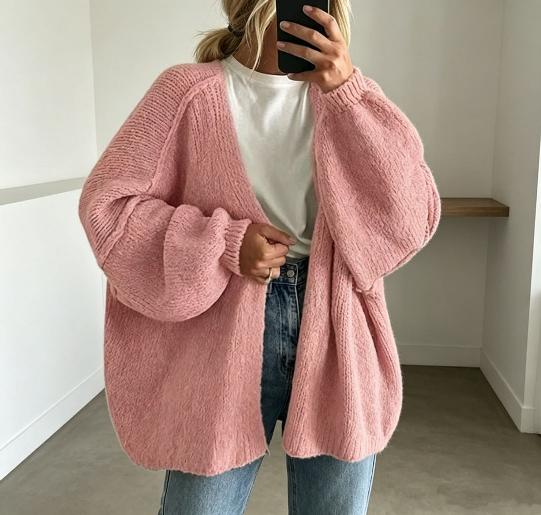 Women's Oversized Chunky Knit Cardigan with Wide Sleeve Mune Fashion