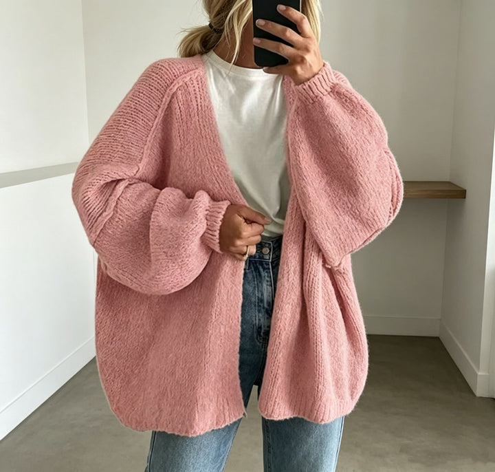 Women's Oversized Chunky Knit Cardigan with Wide Sleeve Mune Fashion