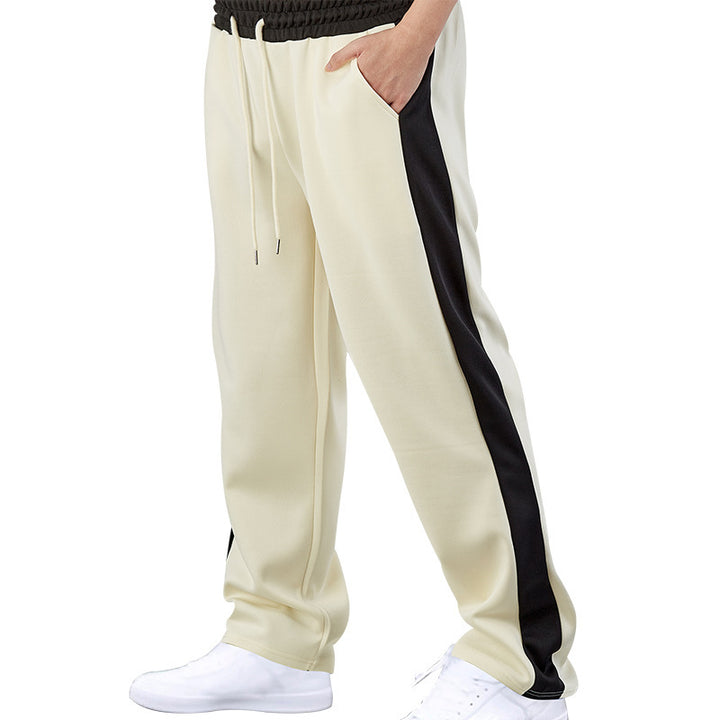 Men's stylish jogging pants with contrast side panel straight leg drawstring waistband and pockets Mune Fashion