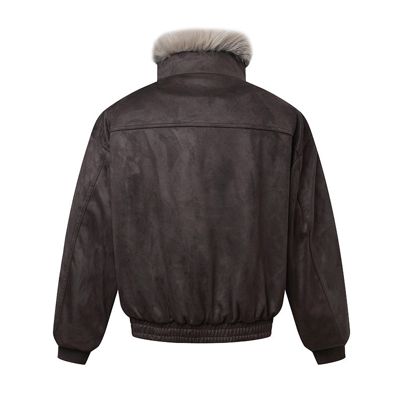 Men's bomber jacket in aviator look with faux fur trim and buckle collar Mune Fashion