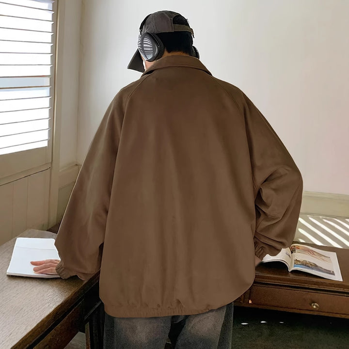 Men's Oversized Coach Jacket made of Microfiber with Snap Button Closure Mune Fashion