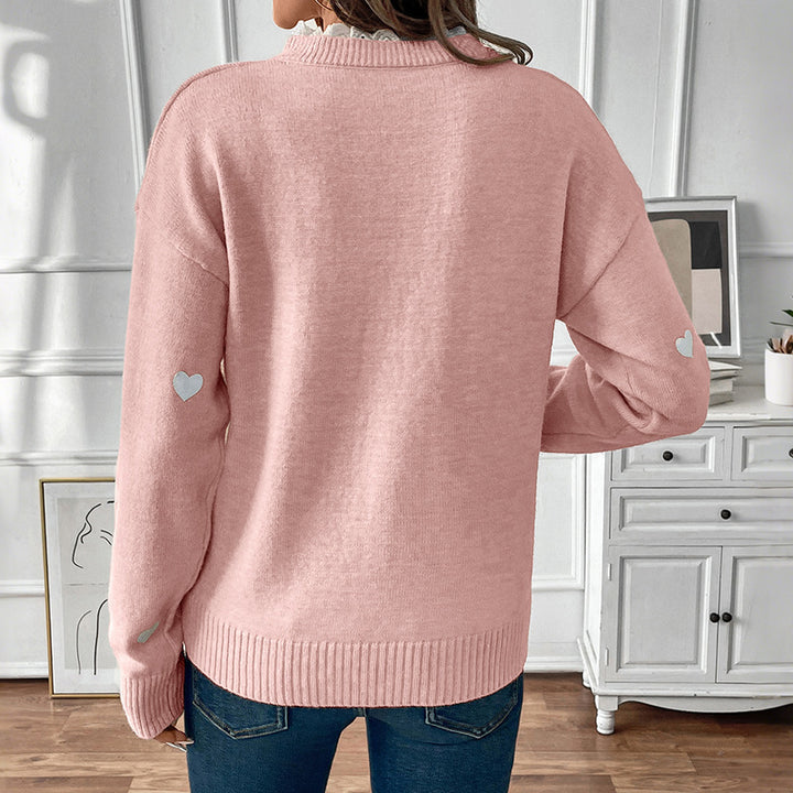 Women Cozy Sweater with Heart Cut Pattern Mune Fashion
