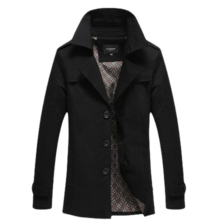 Men's modern double-breasted trench coat with epaulettes and checked lining Mune Fashion