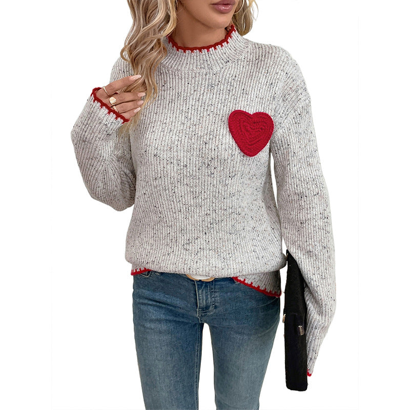 Women's Cozy Sweater with Heart Motif Mune Fashion