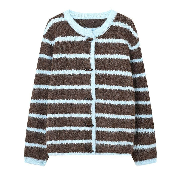 Women's Chunky Knit Short Jacket in Boxy Cut with Toggle Closures Mune Fashion