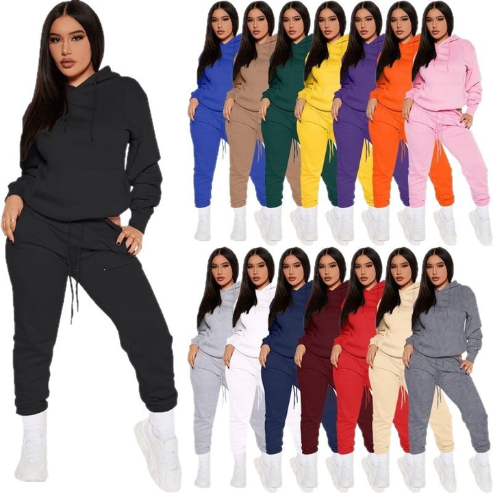 Women's two-piece lounge set with hoodie and high-waist jogging pants made of soft French Terry Mune Fashion