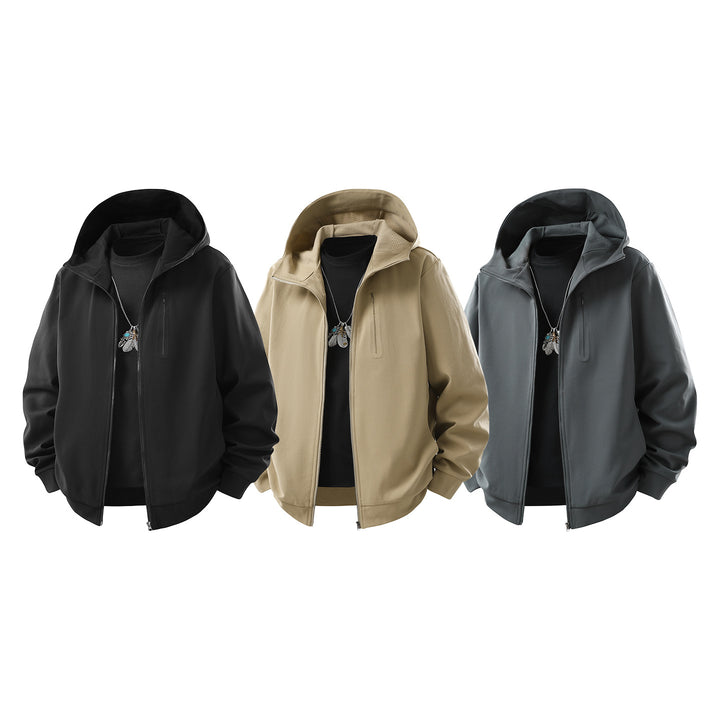 Herren Kapuzen-Softshelljacke mit Reißverschluss‑Brusttasche, geripptem Saum und Relaxed‑Fit Mune Fashion