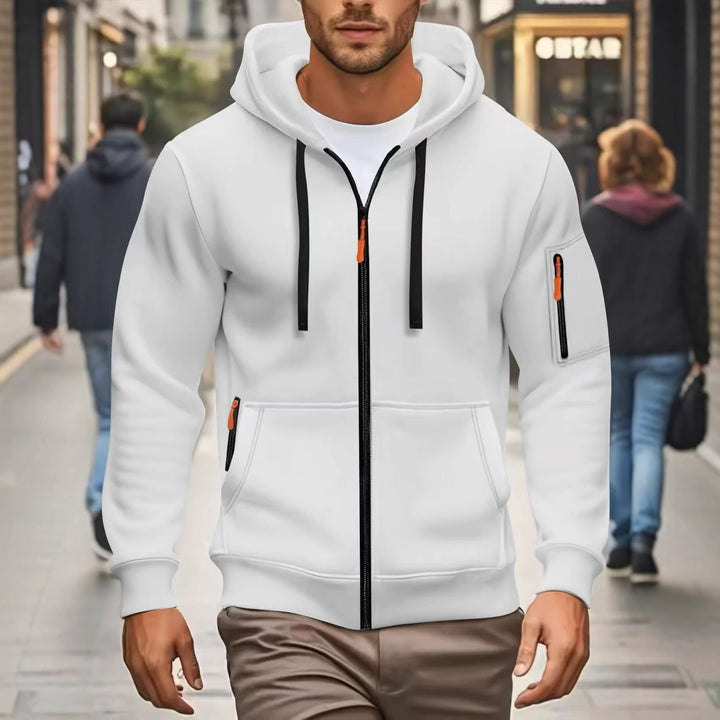Men's functional hooded jacket with full zip, arm pocket, and elastic cuffs Mune Fashion
