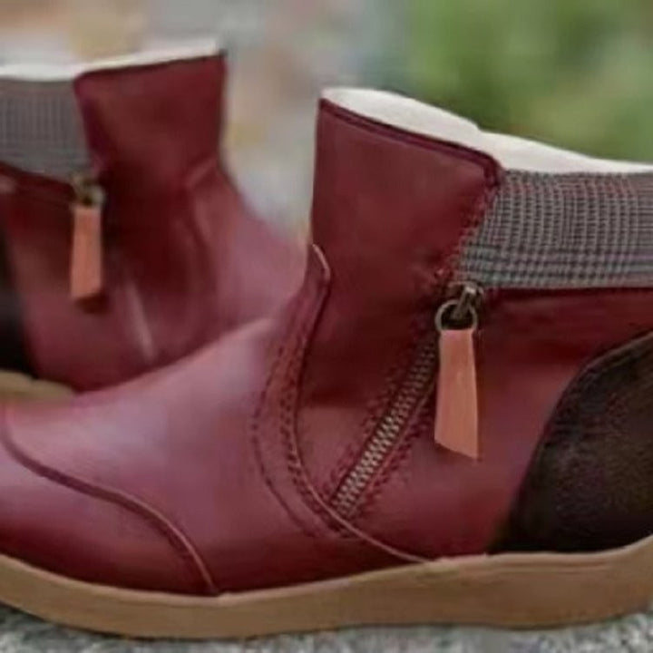 Women's ankle-high ankle boots with side zipper, padded comfort insole, and flexible lightweight sole Mune Fashion