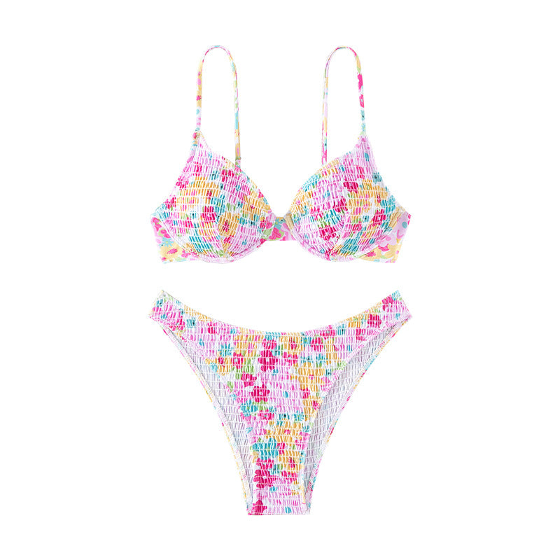 Women Colorful Push-Up Bikini with Floral Design Mune Fashion