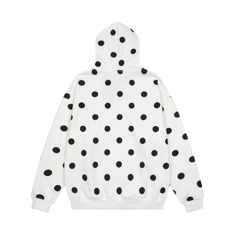Women’s Oversize Hoodie with Polka Dot Allover and Kangaroo Pocket Mune Fashion