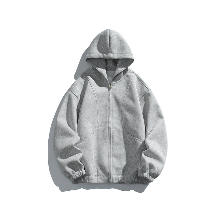 Unisex hoodie jacket with full zip, textured neoprene look and bubble pleat details Mune Fashion