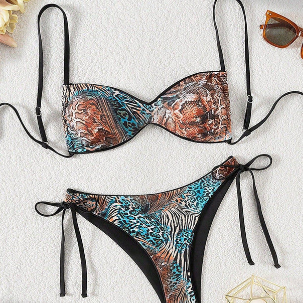 Women Push-Up Bikini with sophisticated animal print and adjustable straps Mune Fashion