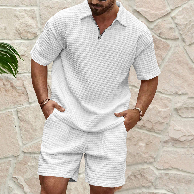 Men's two-piece structured leisure set with zip collar Mune Fashion