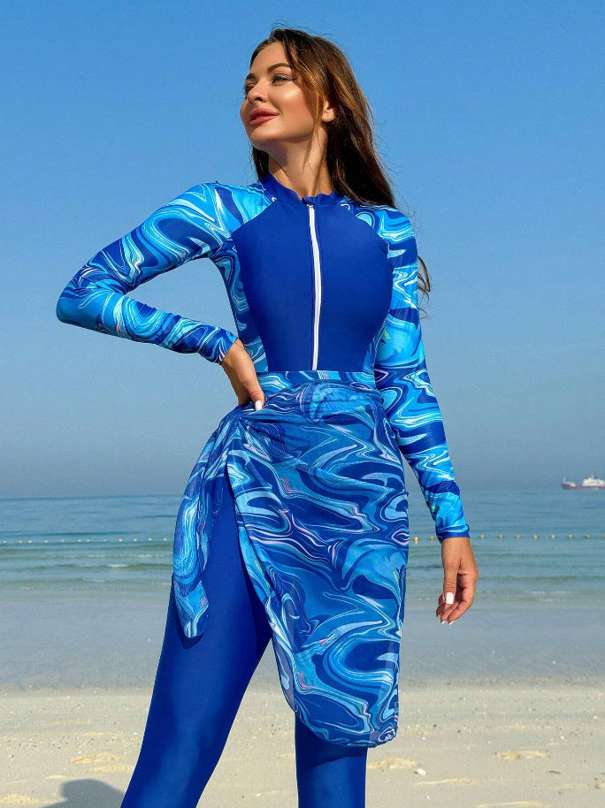 Ladies Sporty Bathing Suit with Elegant Wrap Skirt Mune Fashion