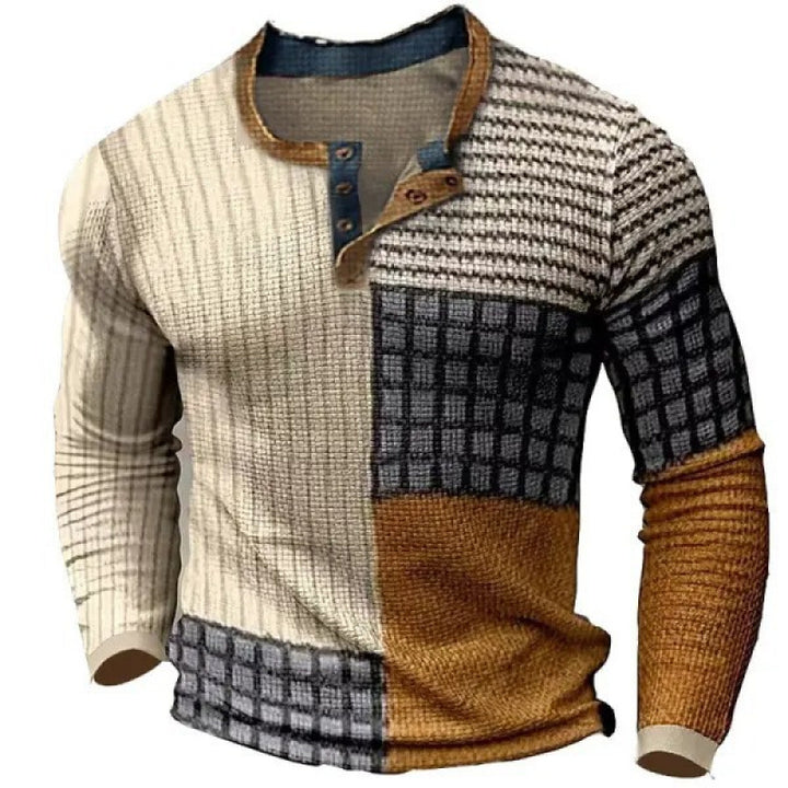 Men's sporty long-sleeve shirt with button placket Mune Fashion