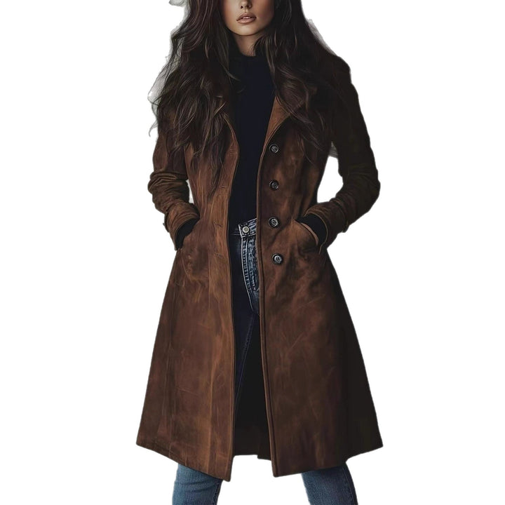 Women’s tailored A-line coat with button placket and hidden pockets Mune Fashion