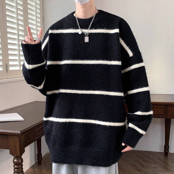 Unisex Oversized Knit Sweater with Striped Design Mune Fashion
