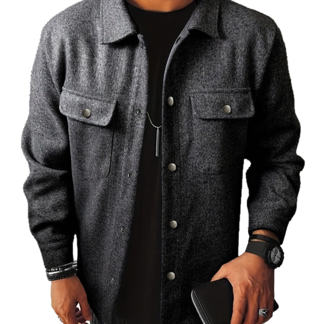 Men's shirt jacket made of wool blend with snap buttons and patch pockets Mune Fashion