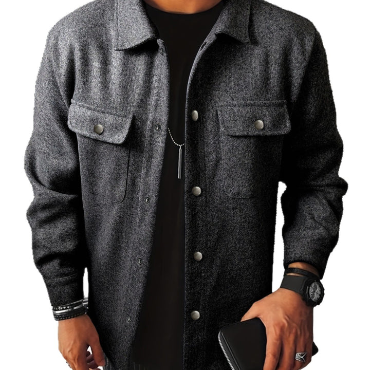 Men's shirt jacket made of wool blend with snap buttons and patch pockets Mune Fashion