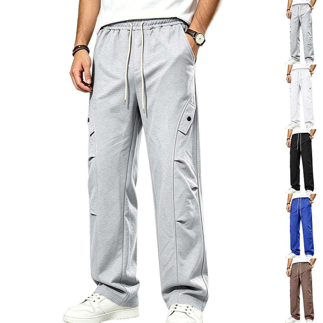 Men's Casual Cargo Joggers with Drawstring and Cut-Out Details Mune Fashion