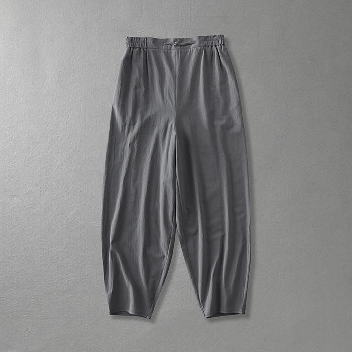 Women Casual Wide Harem Pants with Elastic Waistband and Tapered Ankles Mune Fashion