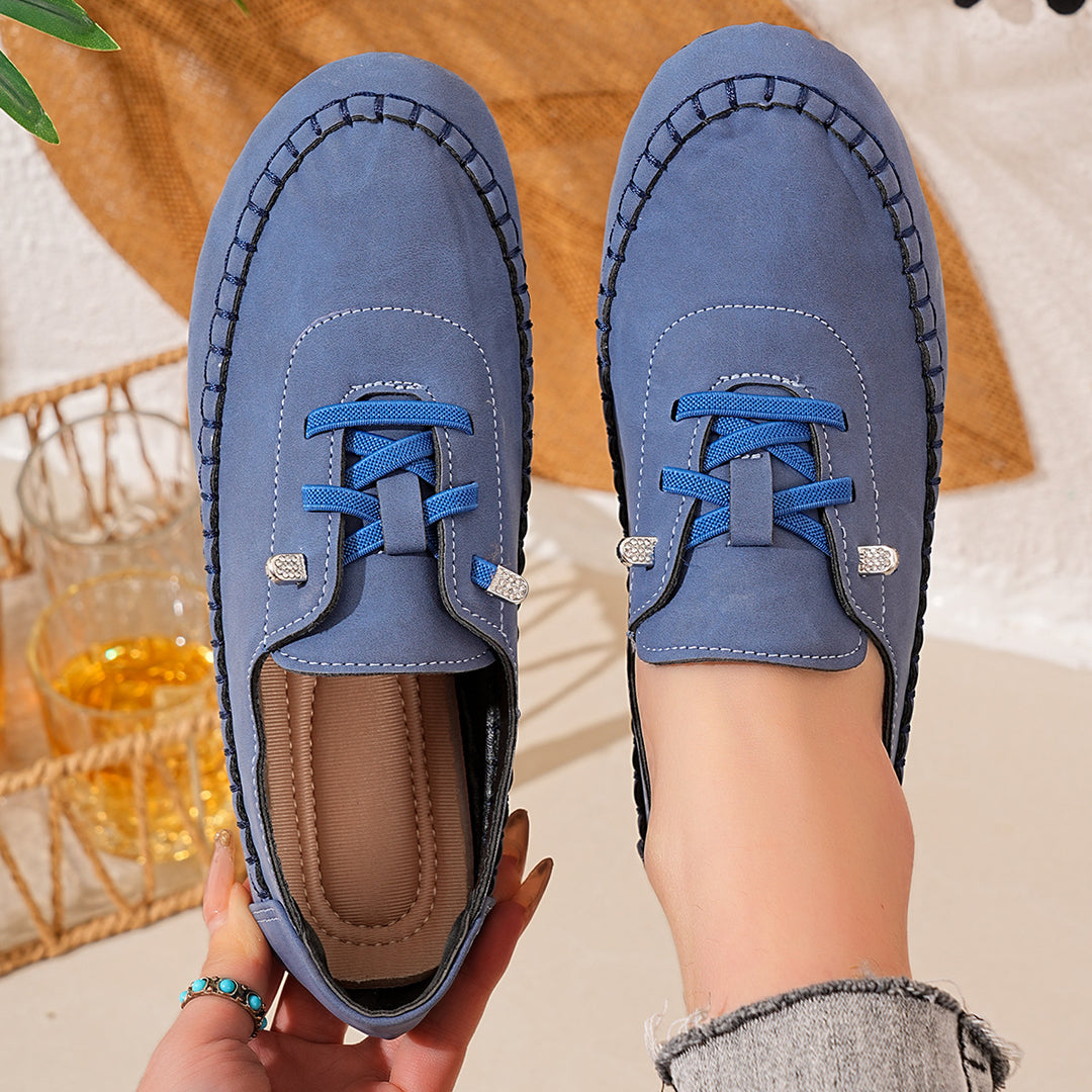 Women Comfortable Moccasins with Fashionable Lacing Design Mune Fashion