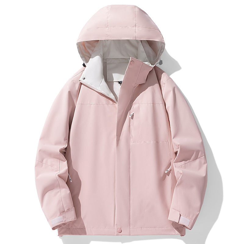 Men's waterproof three-layer outdoor jacket with hood, breathable mesh lining, and adjustable cuffs Mune Fashion